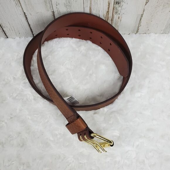 Leather Tooled Belt Brown Size Medium 34-36 - Picture 6 of 11